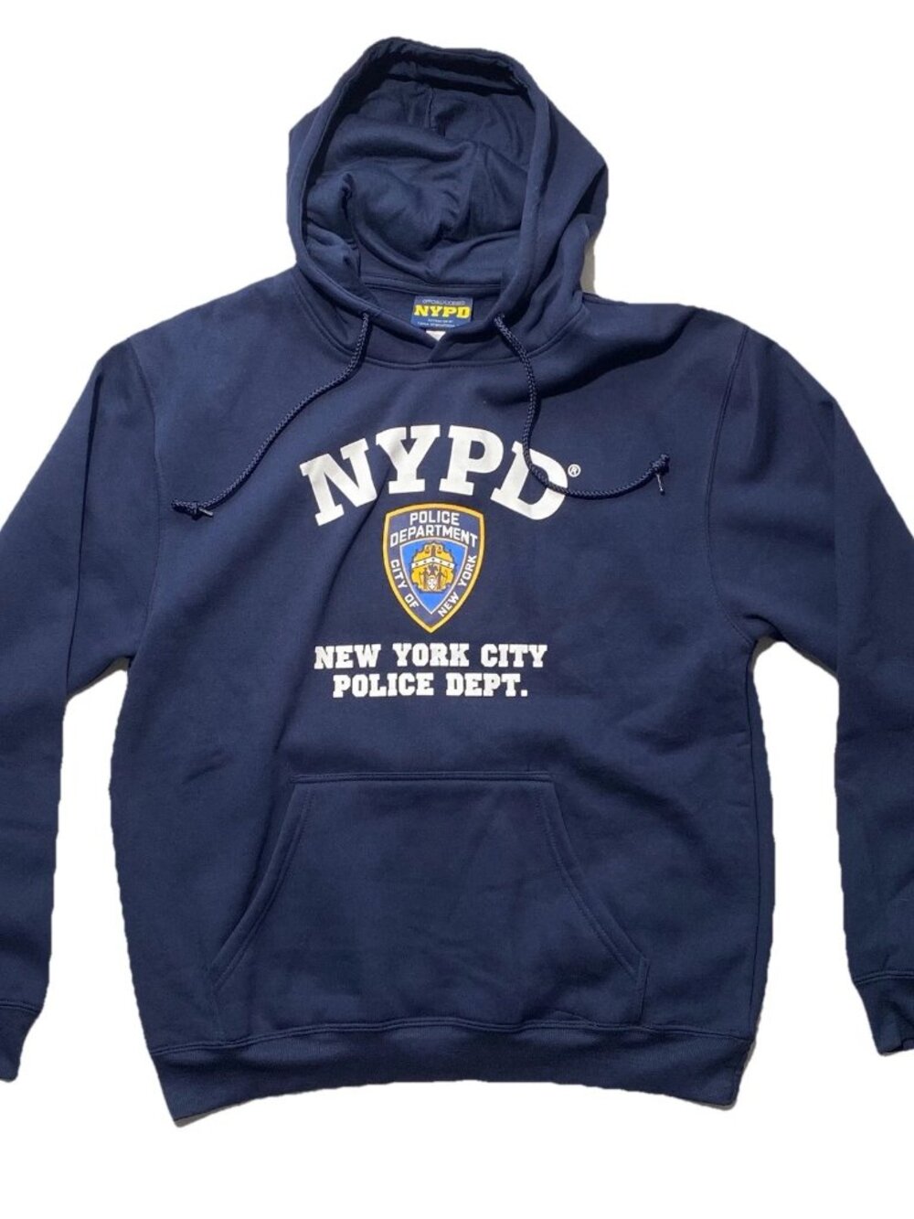 NEW Mens NYPD Sweatshirt Front Letters & Badge Hoodie Cotton Blend Navy